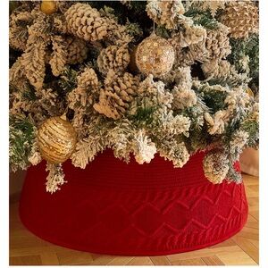 Christmas Tree Collar, 30 inch Knit Cream White Christmas Tree Collars